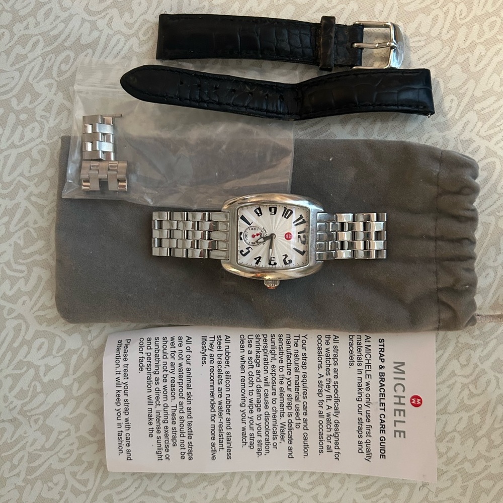 Authentic Michele Mini Urban with sterling silver band (and extra links)
